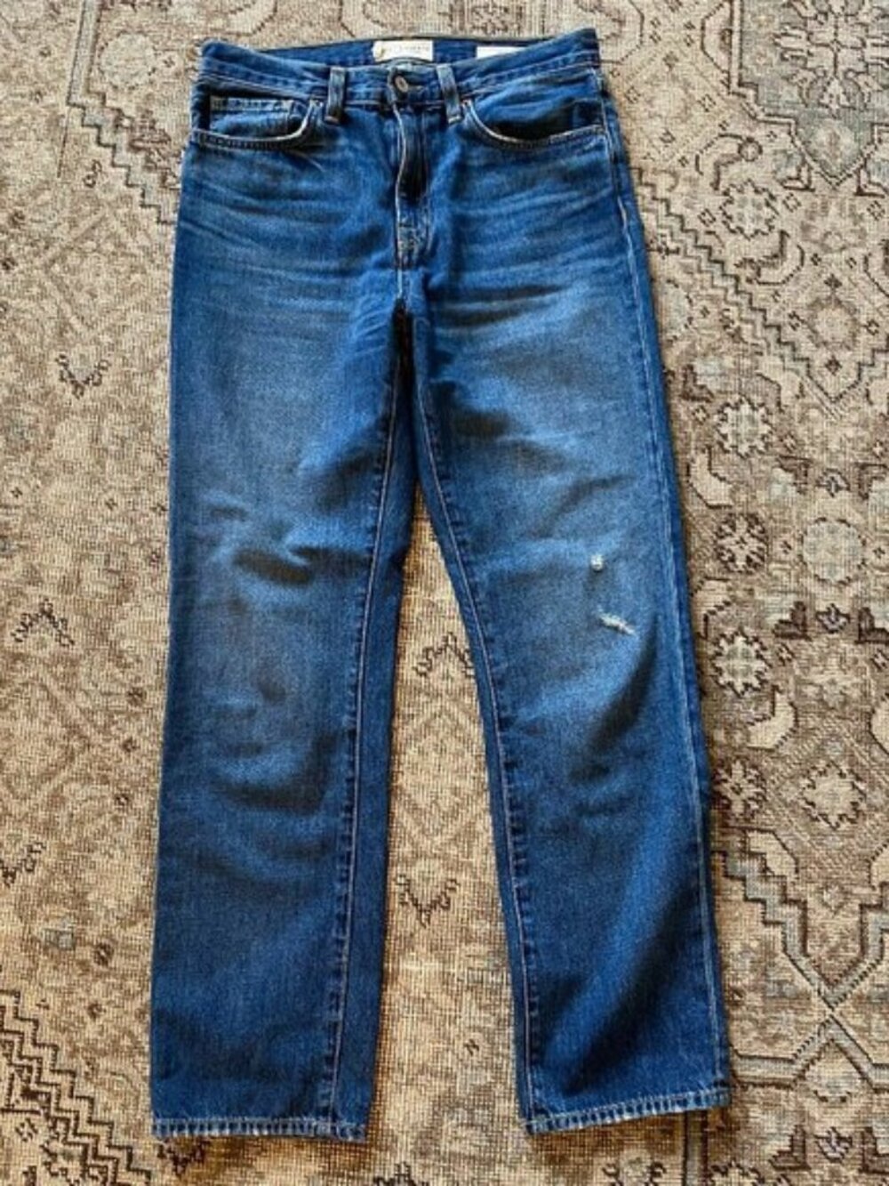Nili Lotan Women's Straight Leg Jeans in Dark Blue Denim